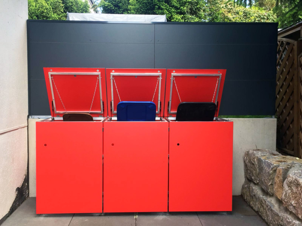 MÜTO - Design Mülltonnenbox und BLICKFANG - Design Sichtschutz bei Darmstadt